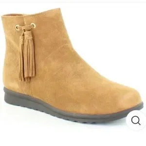 Bottines Vaneli En Daim Taupe Avec Glands, Taille 10W Large Femme - Neuf Avec Boîte